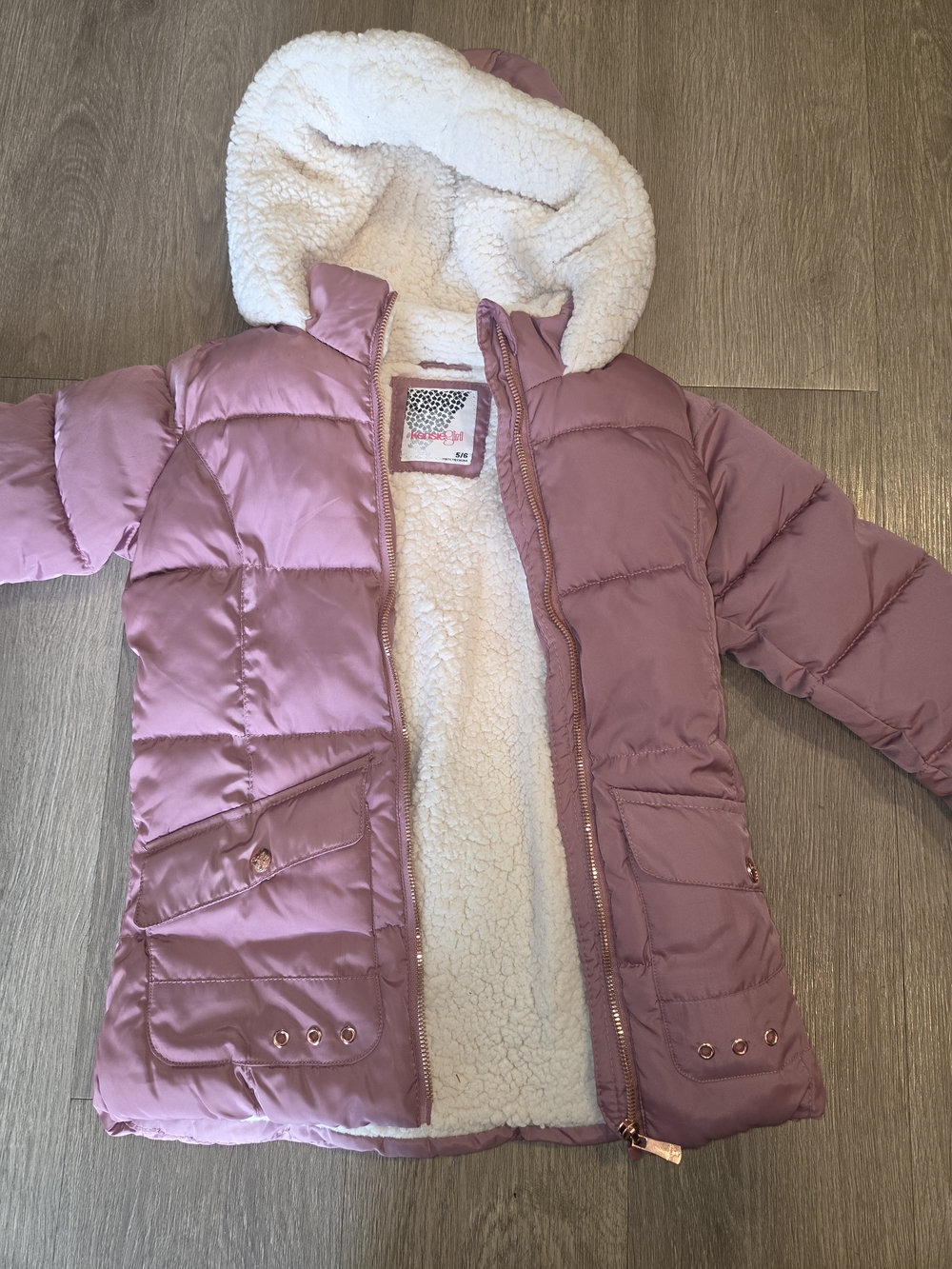 Kensie Girl Dusty Rose Sherpa-Lined Heavy Winter Puffer Coat